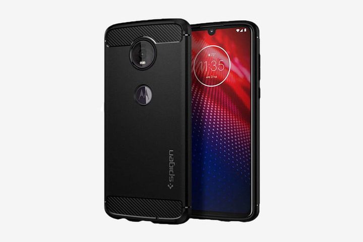 funda Spigen Rugged Armor Case para Moto Z4 de color negro