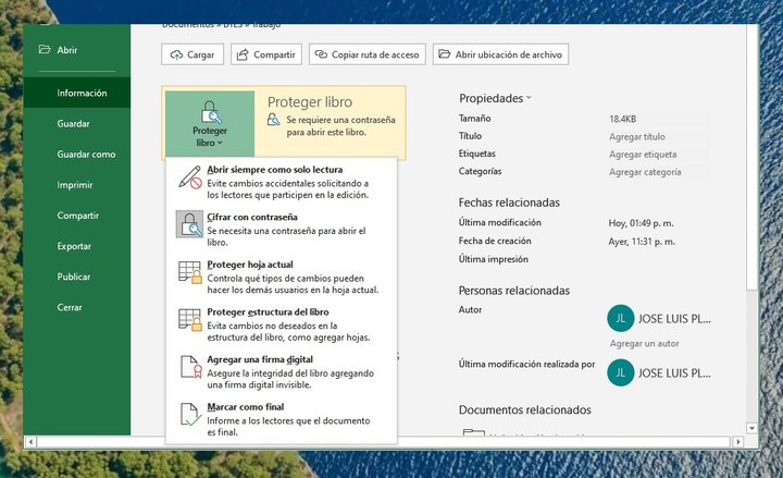 Otras opciones de protección en Excel
