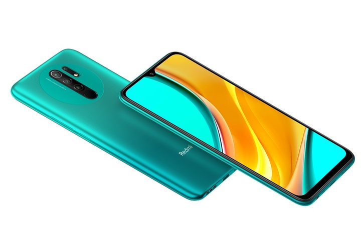 smartphone Xiaomi Mi Redmi 9 de color verde visto por delante y por detrás