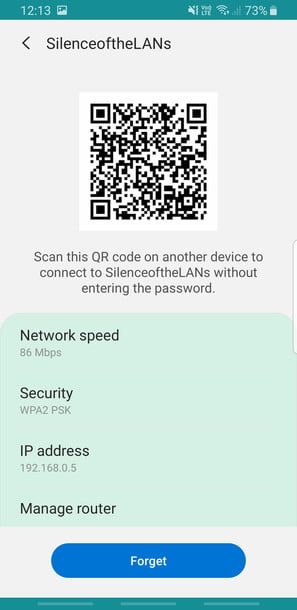 Pantalla de configuración para compartir wifi en Android 10 5