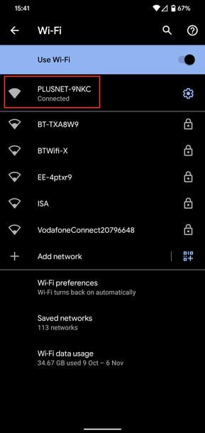 Pantalla de configuración para compartir wifi en Android 10 2