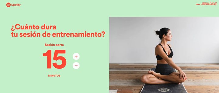 Interfaz de sitio de Spotify para armar listas de reproducción