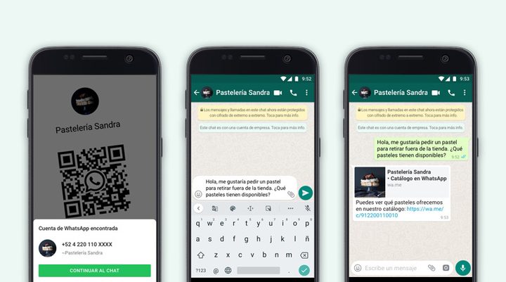 Interfaz de cómo escanear un código QR en WhatsApp Business