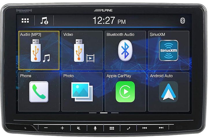 pantalla del dispositivo Alpine iLX-F259 con el menú de funciones
