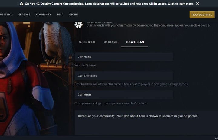 Cómo crear un clan en Destiny 2 y a dónde debes ir desde allí