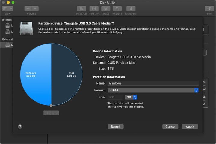Selección de tipo de formato de arvchivo Menu de Administración de discos para aprender a cómo compartir un disco duro