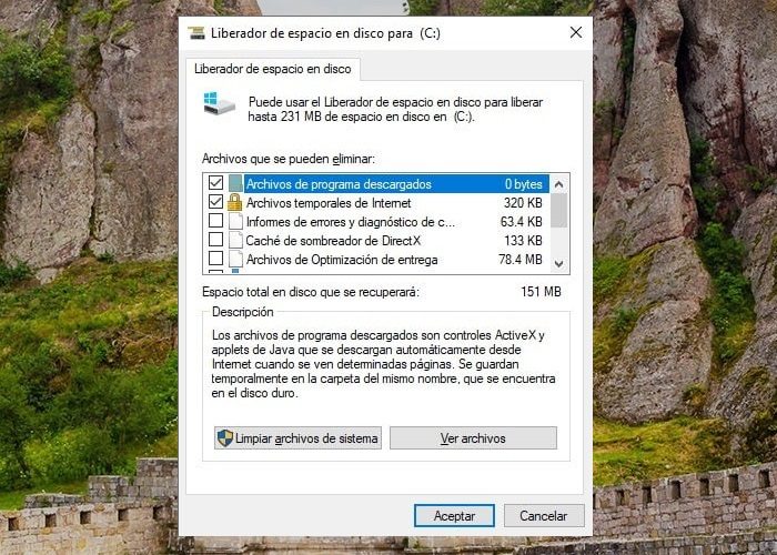 Pantalla de aplicación Liberador de Espacio para mover Windows 10 a SSD