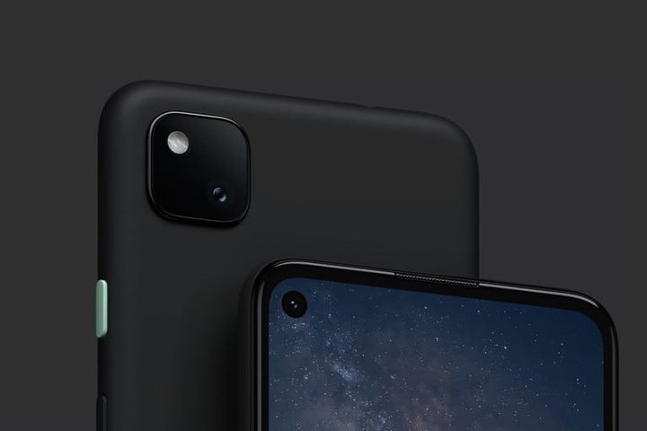 dos teléfonos Pixel 4a que muestran las cámaras delantera y trasera