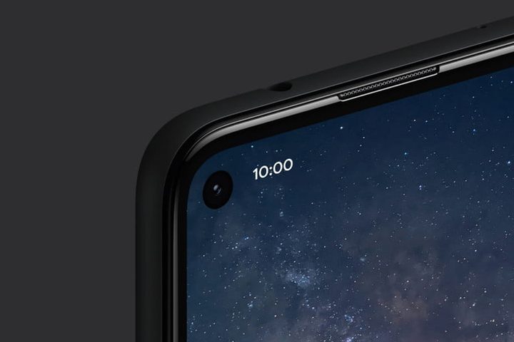 imagen que muestra la cámara perforada en la pantalla del Pixel 4a