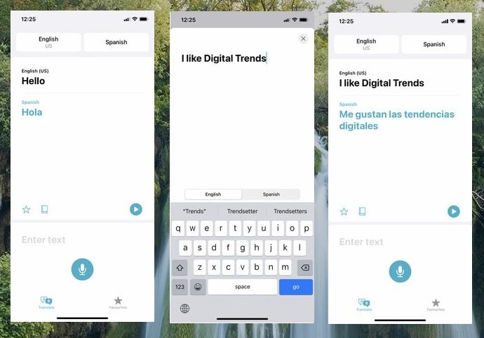 Pantallas para aprender cómo utilizar la app Traducir en iOS14