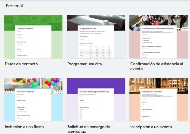 Plantillas de Formularios de Google