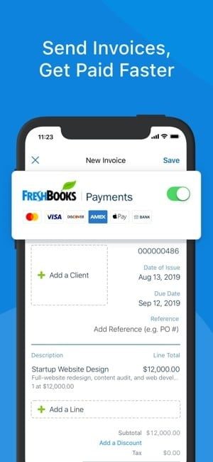 mejores apps para pequenas empresas freshbooks app screenshot 1 send invoices 300x649