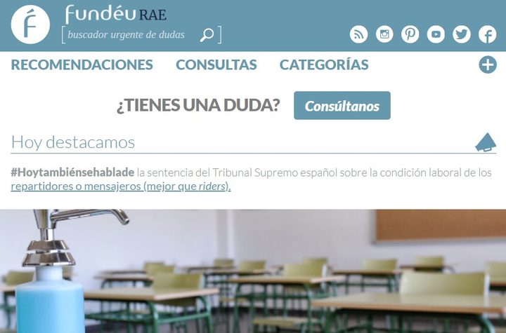 Interfaz principal de la Fundéu