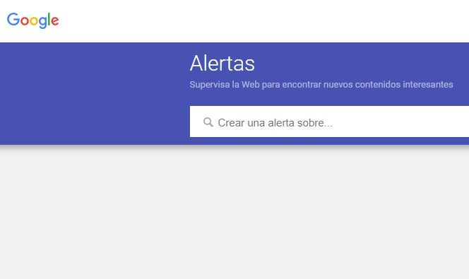 Interfaz de Google Alerts
