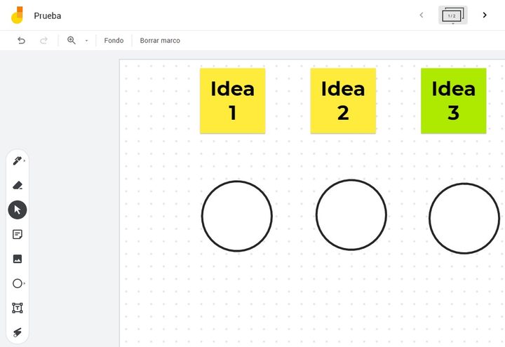 Interfaz de Google Jamboard