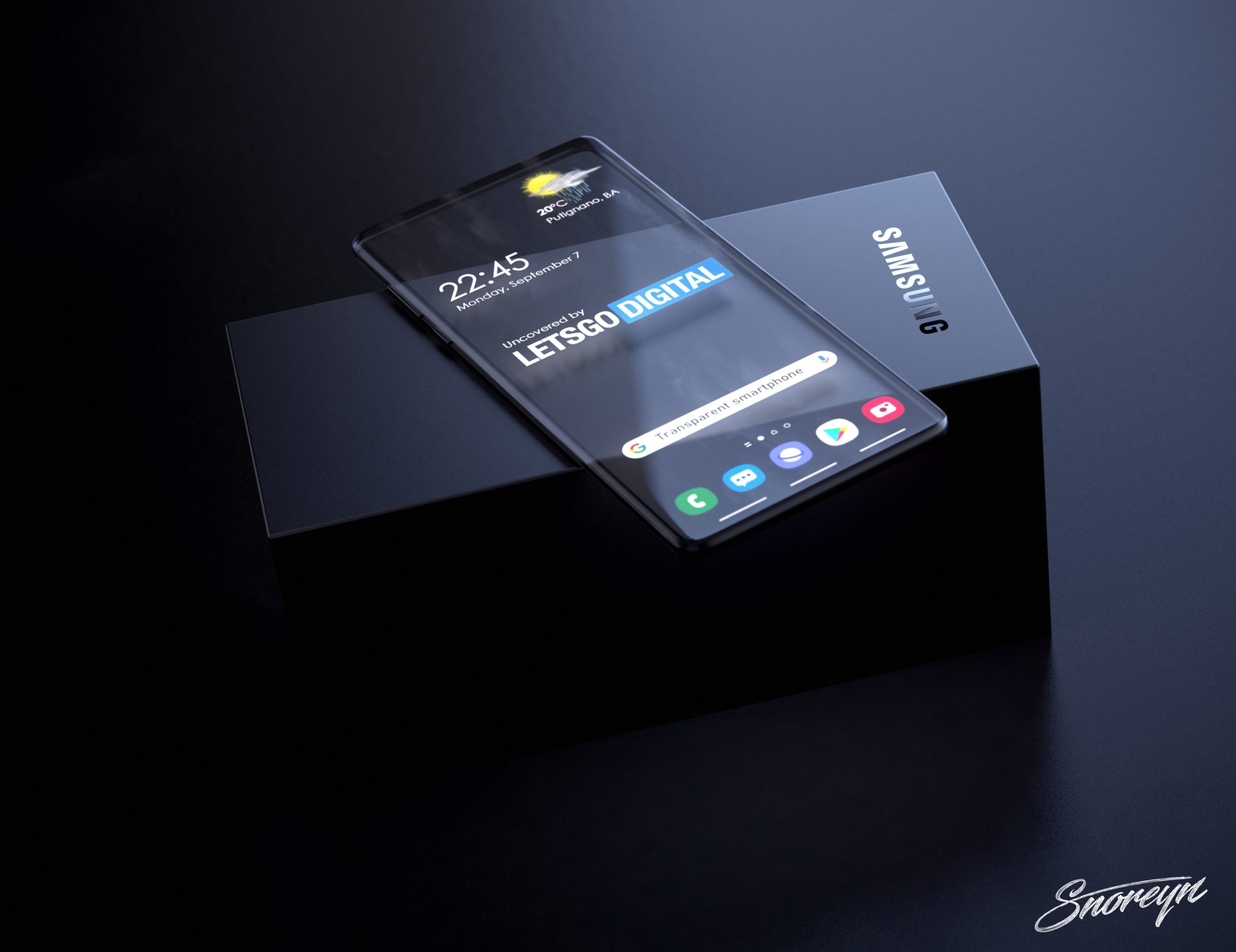 Render del teléfono transparente de Samsung