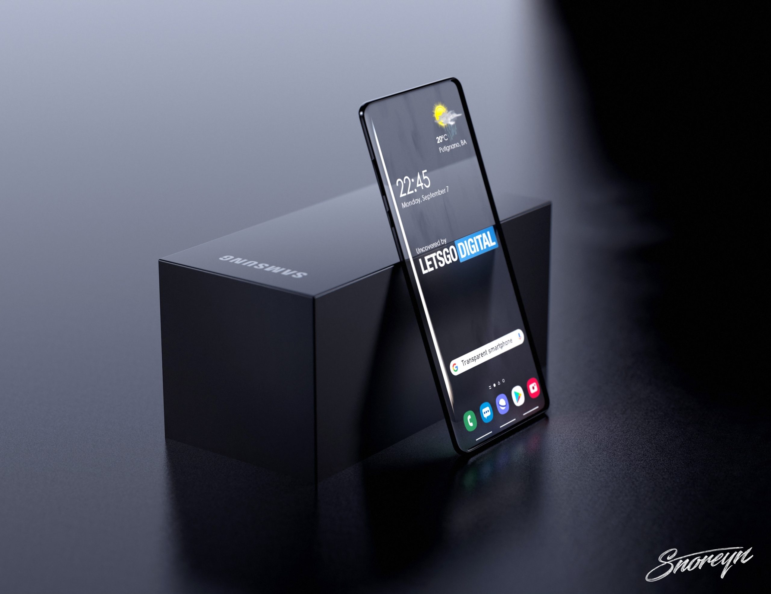 Render del teléfono transparente de Samsung