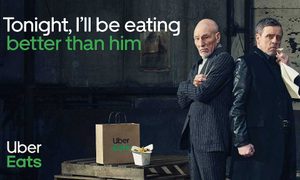 Patrick Stewart y Mark Hamill como parte de un comercial de Uber Eats.