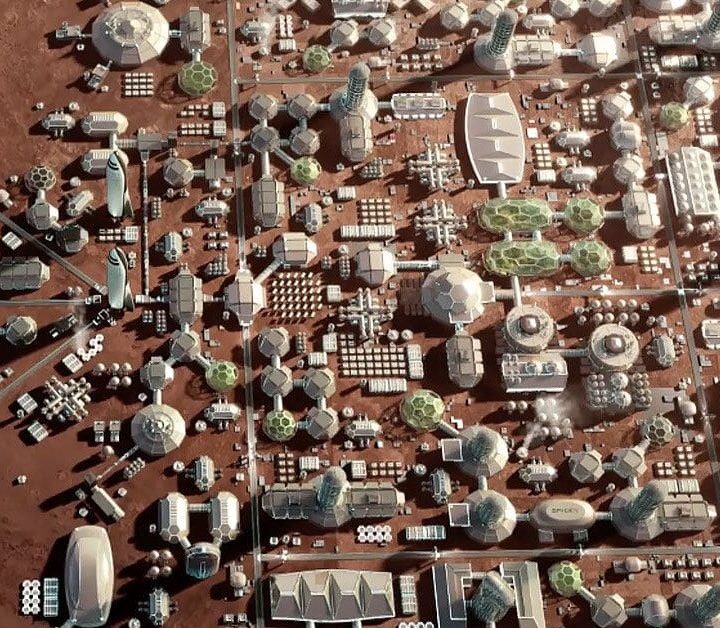 La imagen muestra un representación de Nüwa, ciudad que podria ser construida en Marte.