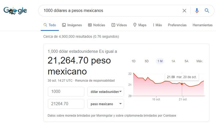 Cómo convertir monedas en Google