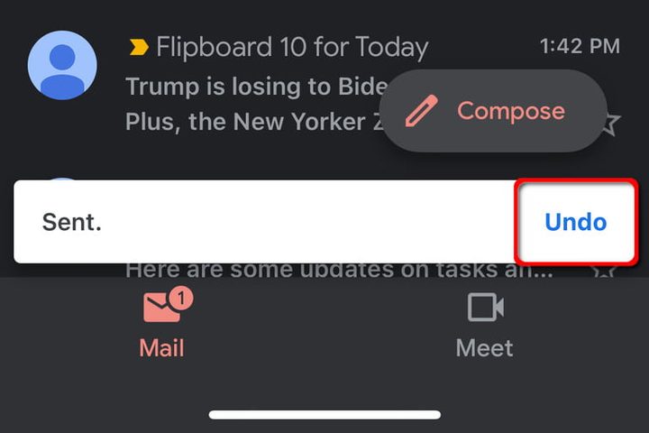 Aplicación de Gmail en celular