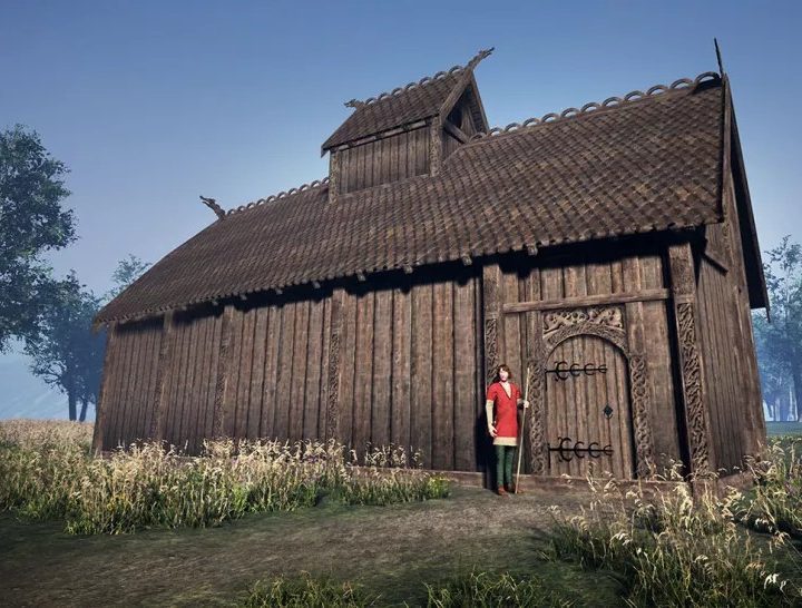 La imagen muestra una recreación de un milenario templo nórdico hallado en Noruega.