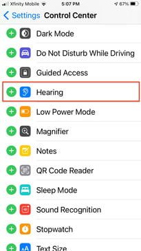 Muestra de pantallas en iPhone de App Hearing Control para conocer los mejores consejos y trucos de iOS 14 2