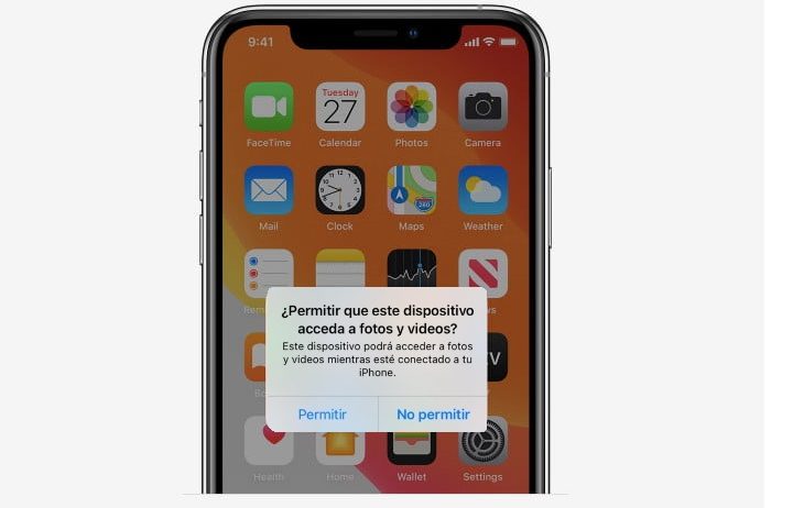 iPhone mostrando mensaje para "Confiar" en una computadora