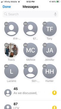 Muestra de pantallas en iPhone para anclar conversaciones en iMessa, y conocer los mejores consejos y trucos de iOS 14 2