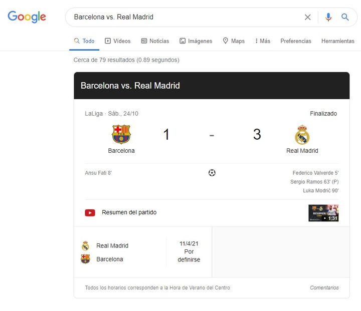Cómo saber resultados deportivos en Google