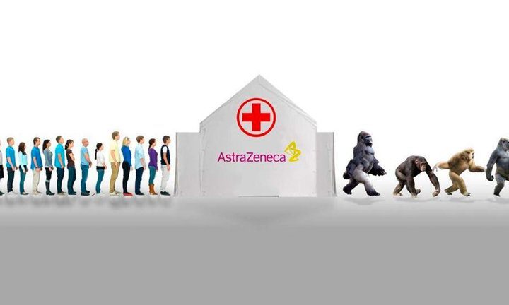 La imagen muestra parte de la campaña rusa para ridiculizar la vacuna de Oxford.