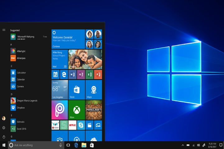 Pantalla de Inicio de Windows para aprender cómo desinstalar un programa en Windows 10