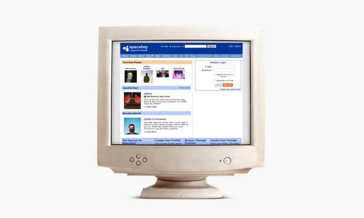 La imagen muestra cómo luce la red social SpaceHey en homenaje a MySpace.