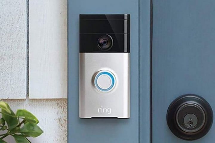 La imagen muestra el video timbre de Amazon, Ring.