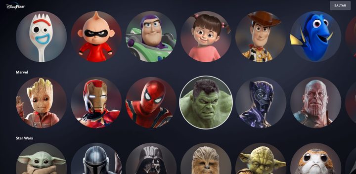 Disney Plus (selección de avatares para perfiles)