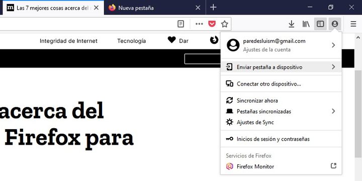 Cómo enviar contenido de la PC a Android con Firefox
