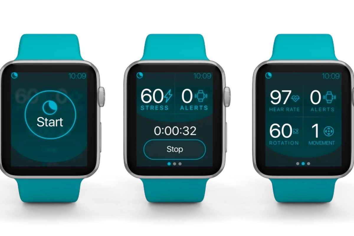 La imagen muestra la aplicación NightWare que funciona con Apple Watch.
