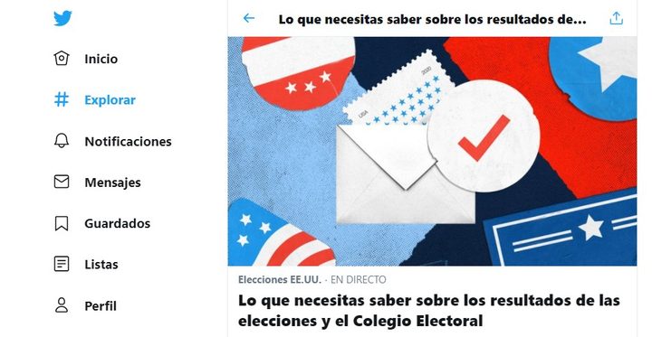 Centro de información de Twitter para la elección de presidente