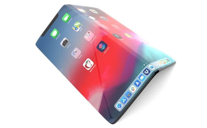 La imagen muestra un diseño conceptual de lo que podría ser el primer iPhone plegable.