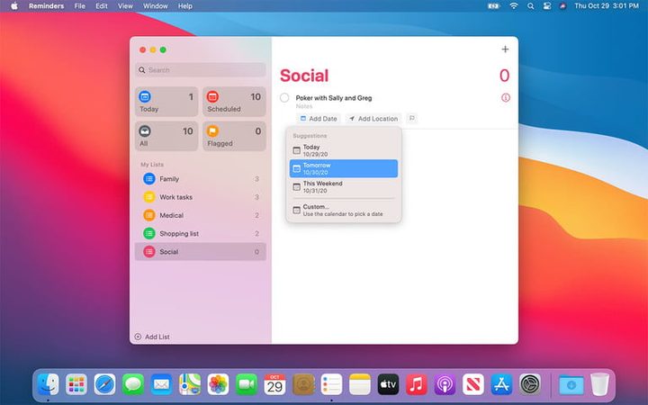 Pantalla de Recordatorios en Mac 1, conceptos básicos