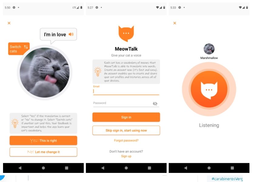 Captura de aplicación Meowtalk