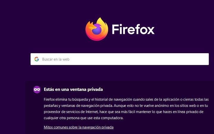 Navegación privada en Firefox