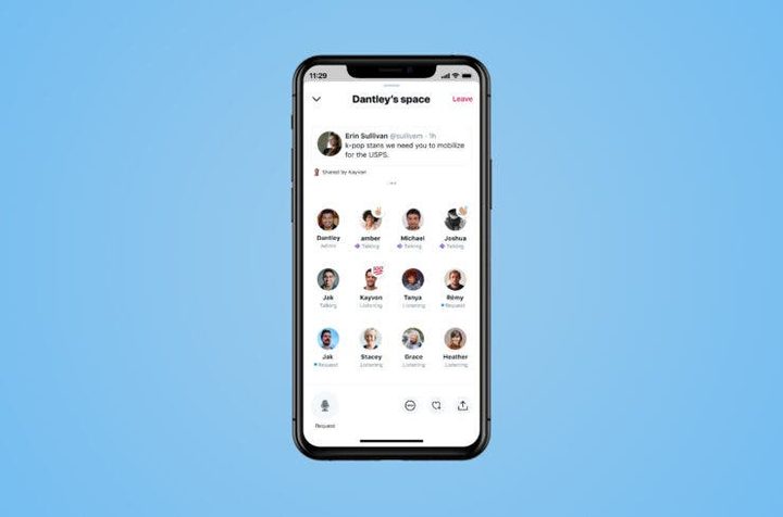 La imagen muestra la nueva función que implementará Twitter, Audio Space.