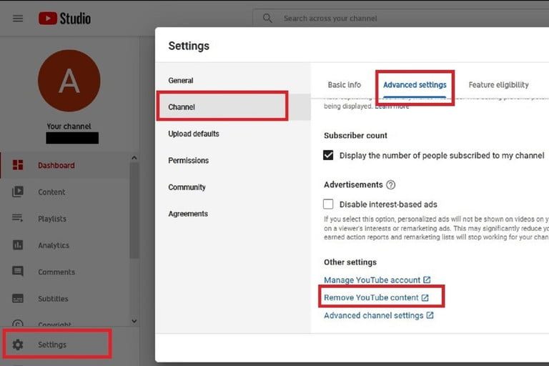 Borrar cuenta de YouTube