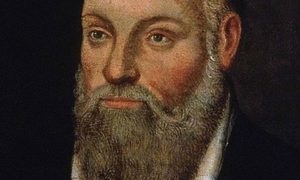 La imagen muestra al célebre boticario y profeta francés, Michel de Notre-Dame, o Nostradamus.