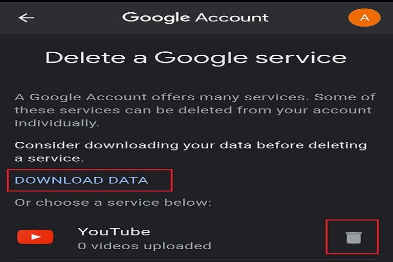 Borrar cuenta de YouTube para Android