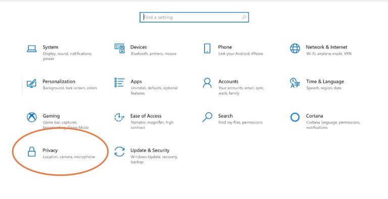 Ve a configuraciones de privacidad