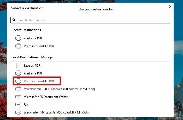 Configurar Print to PDF para imprimir en PDF en Windows