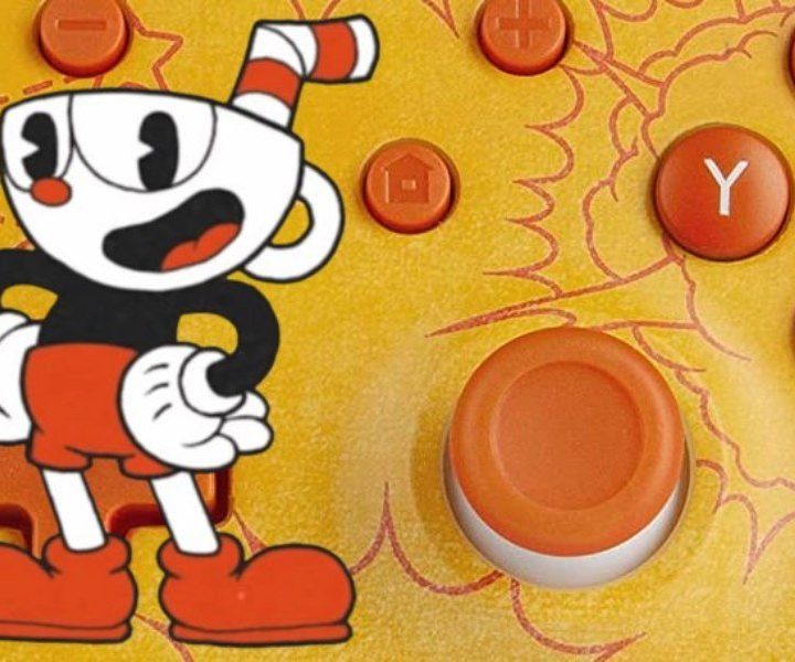Acercamiento al control de Cuphead para Nintendo Switch de Power A