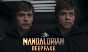 La imagen muestra cómo luce el rostro de Mark Hamill en el final de temporada de The Mandalorian al utilizar el recurso de deepfake.